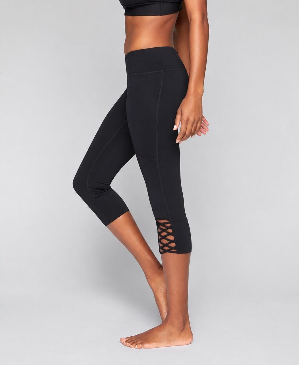 Athleta Girl Mind The Mat Lattice Leggings Black Girls Medium 8-10